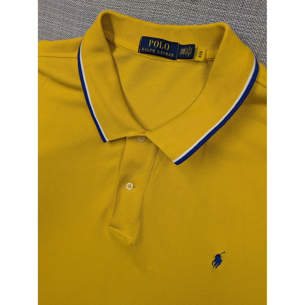 Polo Ralph Lauren Polo Shirt Mens 3XB Yellow Tipped Collar Pony Logo Big Tall